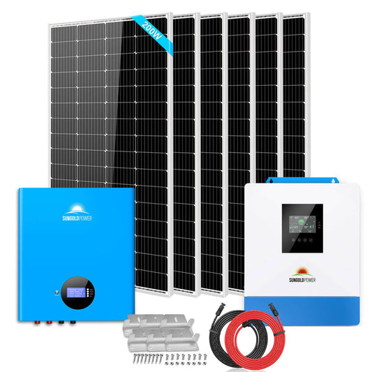 SunGoldPower Off-Grid Solar Kit 5000W 48VDC 120V 5.12KWH PowerWall Battery 6 X 200 Watts Solar Panels SGM-5K5E