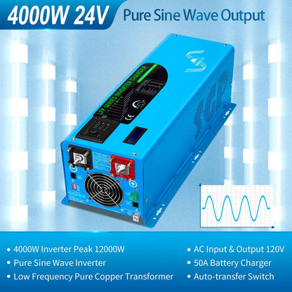 SunGoldPower 4000W DC 24V Pure Sine Wave Inverter With Charger