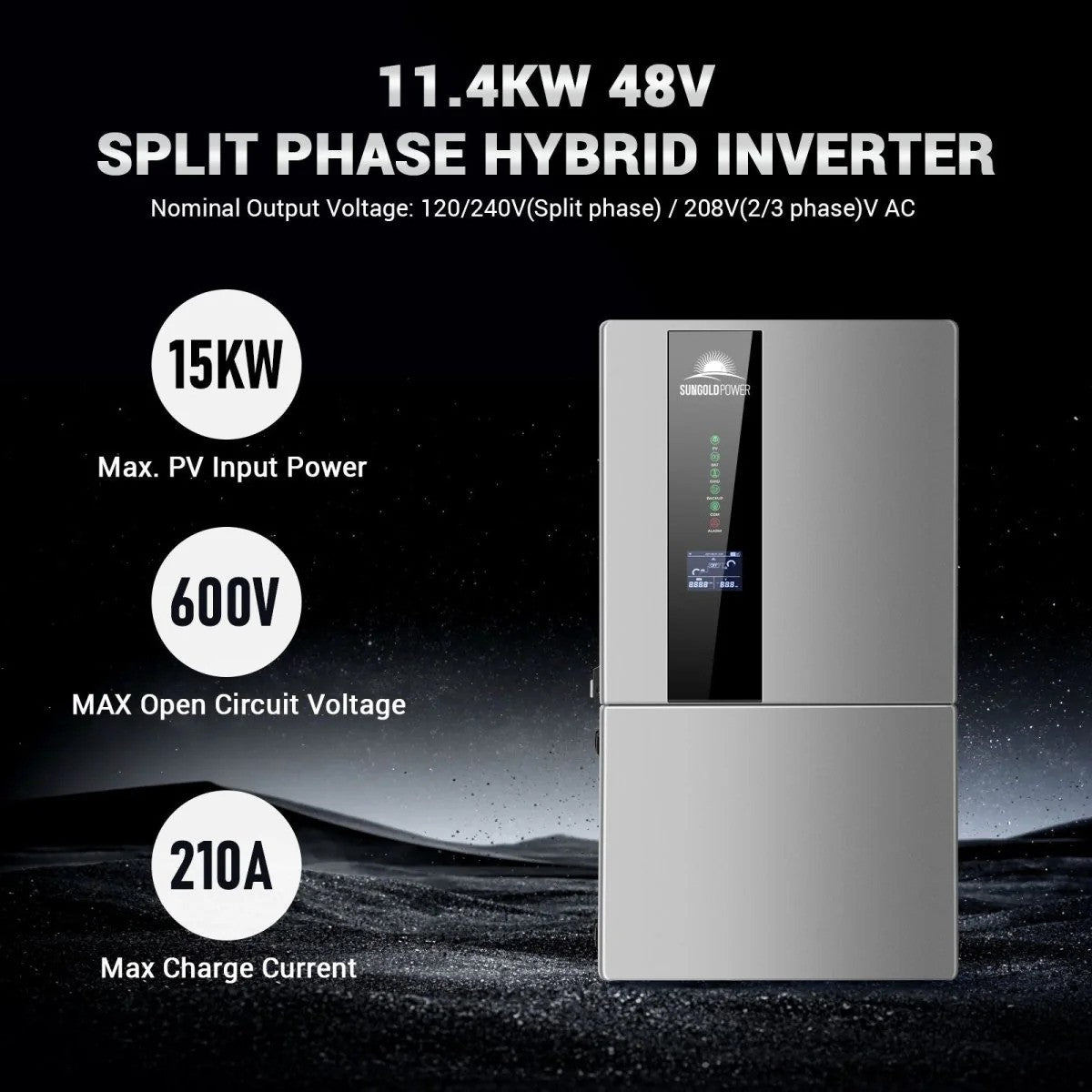 Sungold Power Hybrid Inverter- 11.4KW 48V Split Phase