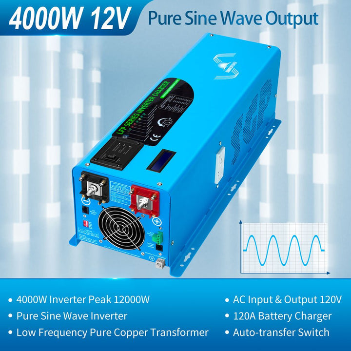 SunGoldPower 4000W DC 12V Pure Sine Wave Inverter With Charger