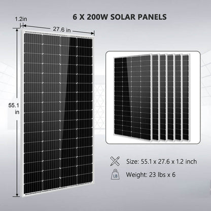 SunGoldPower Off-Grid Solar Kit 5000W 48VDC 120V 5.12KWH PowerWall Battery 6 X 200 Watts Solar Panels SGM-5K5E