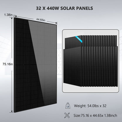 SunGoldPower 20kw Off Grid Solar Kit | 30.72kwh LifeP04