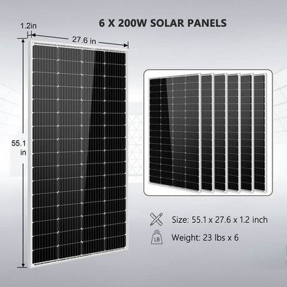 SunGoldPower Off Grid Solar Kit 4000W Inverter 12VDC 120V/240V LiFePO4 Battery 1200 Watt Solar Back Up SGK-PR4S