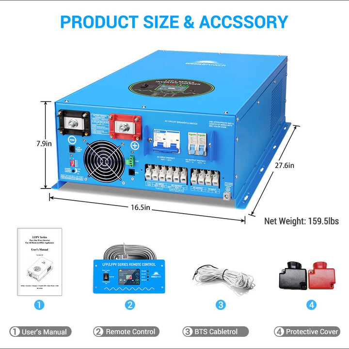 SunGoldPower 12000W 48V Split Phase Pure Sine Wave Inverter Charger