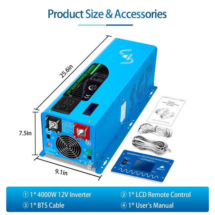 SunGoldPower 4000W DC 12V Pure Sine Wave Inverter With Charger