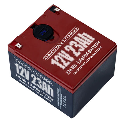 Dakota Lithium 12v 23Ah Battery with Dual USB Ports & Voltmeter