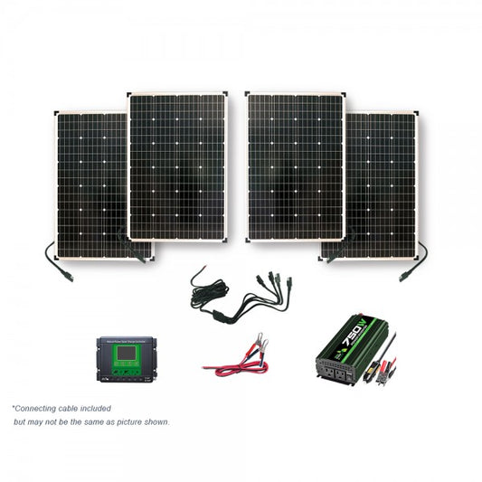 Nature Power 440 Watt Power Kit: 4 x 110 Watt Solar Panels, 750 Watt Inverter & 30 Amp Charge Controller