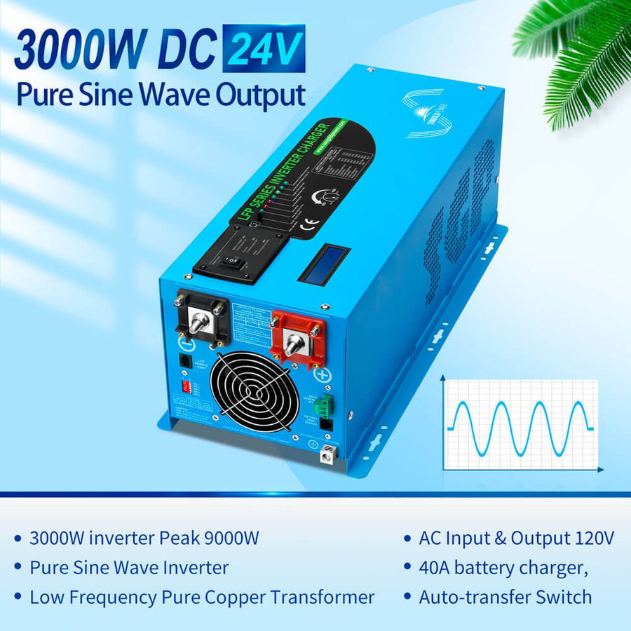 SunGoldPower 3000W DC 24V Pure Sine Wave Inverter With Charger