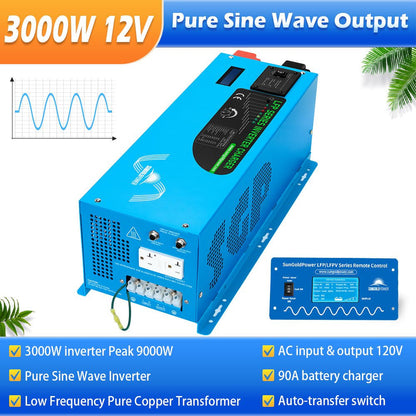 Sungoldpower Inverter 3000W 12V DC to 120V AC