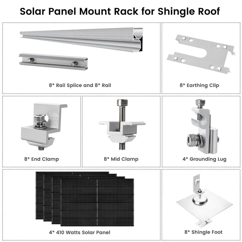 Nature's Generator 410 Watt Monocrystalline Solar Panel (4 Pack) w/Mounting Rack