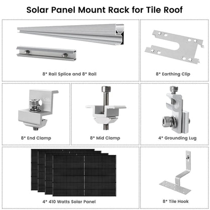 Nature's Generator 410 Watt Monocrystalline Solar Panel (4 Pack) w/Mounting Rack