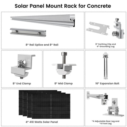 Nature's Generator 410 Watt Monocrystalline Solar Panel (4 Pack) w/Mounting Rack