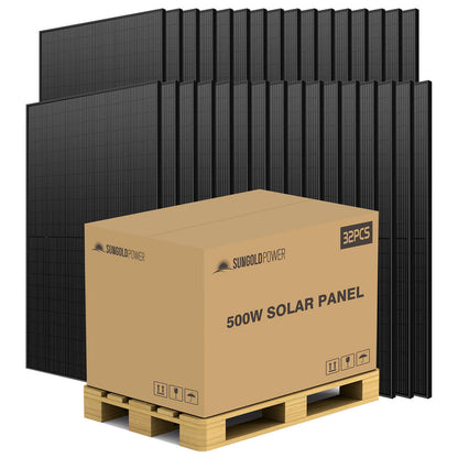 SunGoldPower 500W Mono Black Perc Solar Panel (32 Panels)