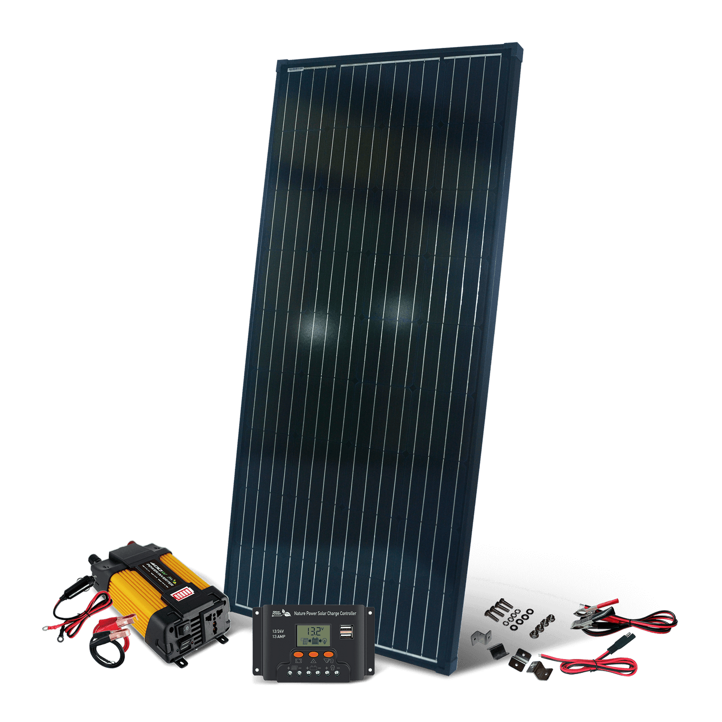 Nature Power 200 Watt Crystalline Solar Panel Kit with 400 Watt Inverter