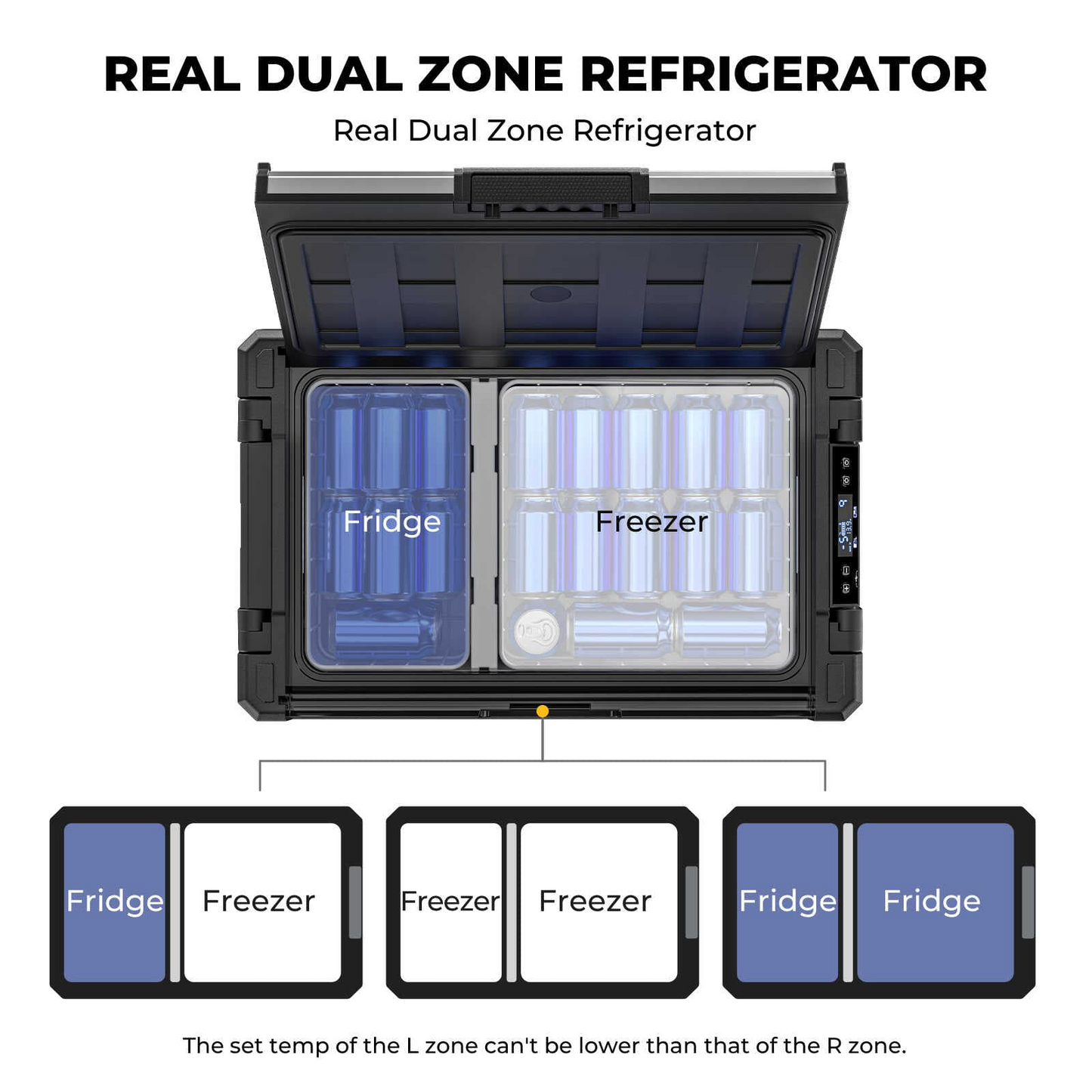 BougeRV Rocky 55QT Dual Zone 12V Portable Fridge