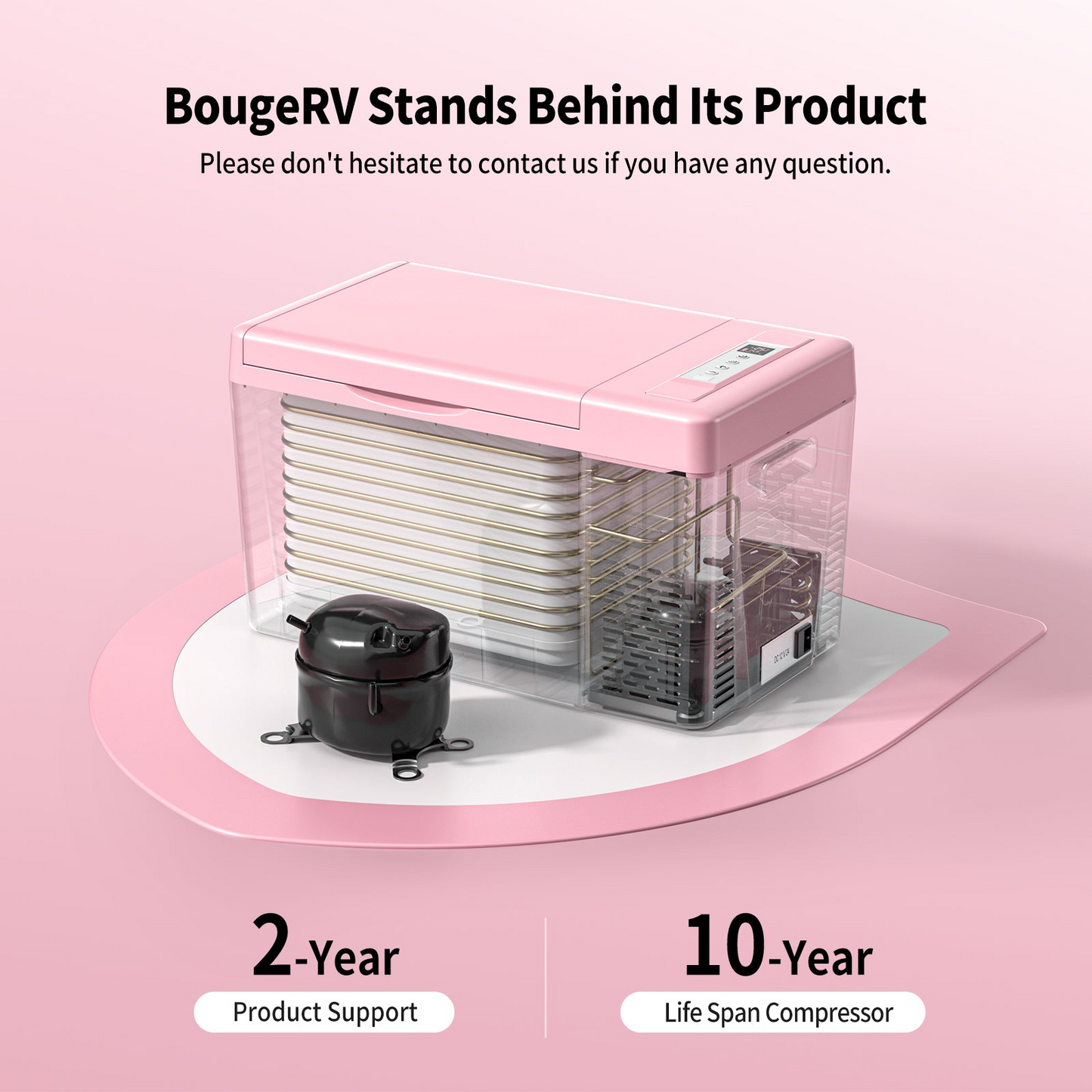 BougeRV 12V 23 Quart Colorful Pink Portable Mini Fridge