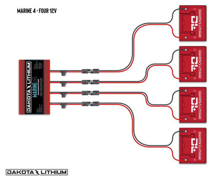 Dakota Lithium Marine 4 Bank, 40-Amp (10-Amp Per Bank) 12V Onboard Lithium Battery Charger