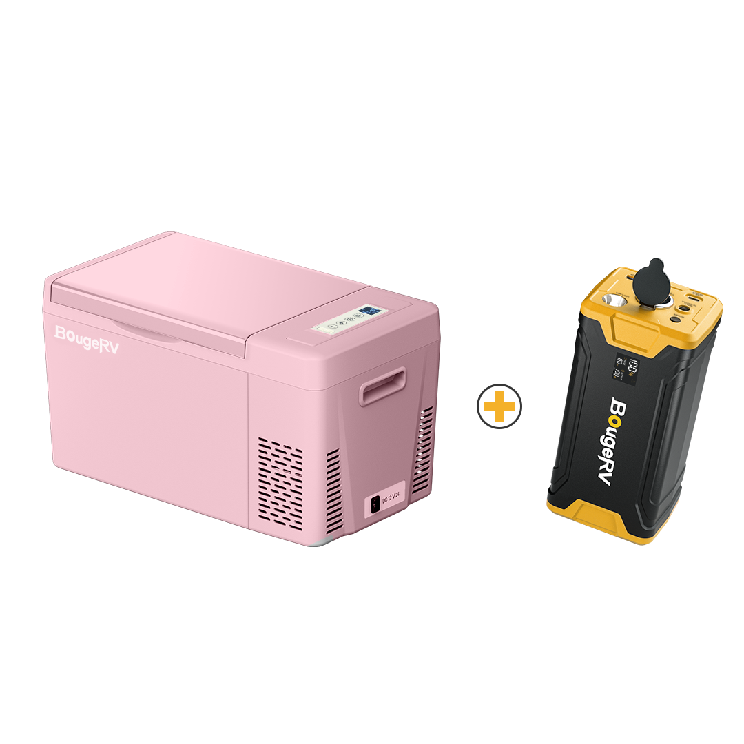 BougeRV 12V 23 Quart Colorful Pink Portable Mini Fridge