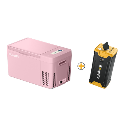 BougeRV 12V 23 Quart Colorful Pink Portable Mini Fridge