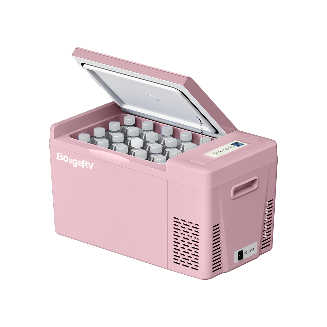 BougeRV 12V 23 Quart Colorful Pink Portable Mini Fridge