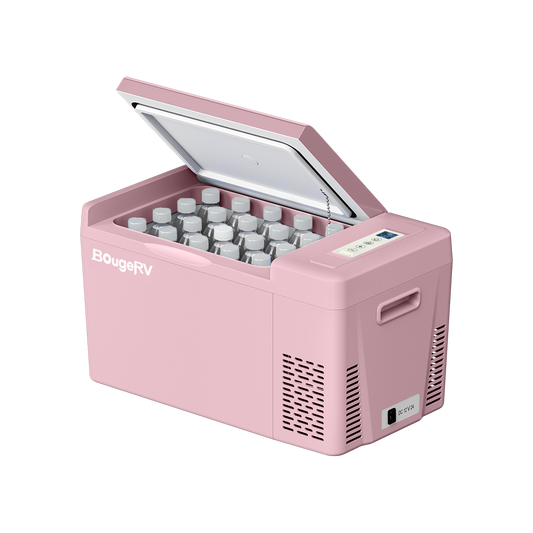 BougeRV 12V 23 Quart Colorful Pink Portable Mini Fridge